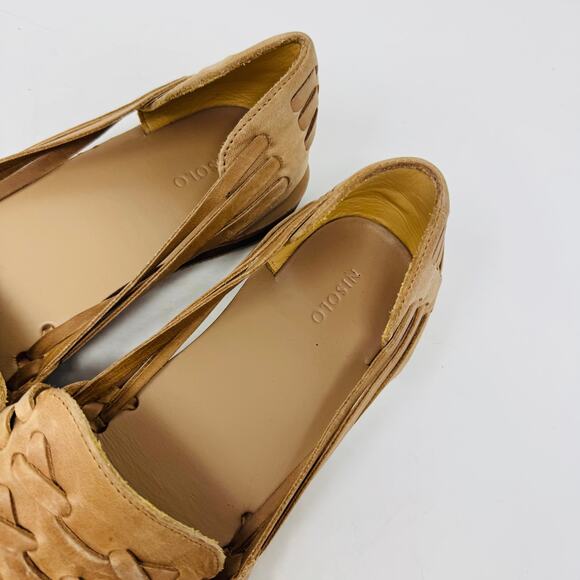 Nisolo Tan Leather Huarache Sandals Size 10 Woven Flats Boho Chic Natural - Picture 3 of 10